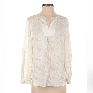 Chicos | Black Label Silk Blend Cream Lace Overlay Blouse Size Small S (0)